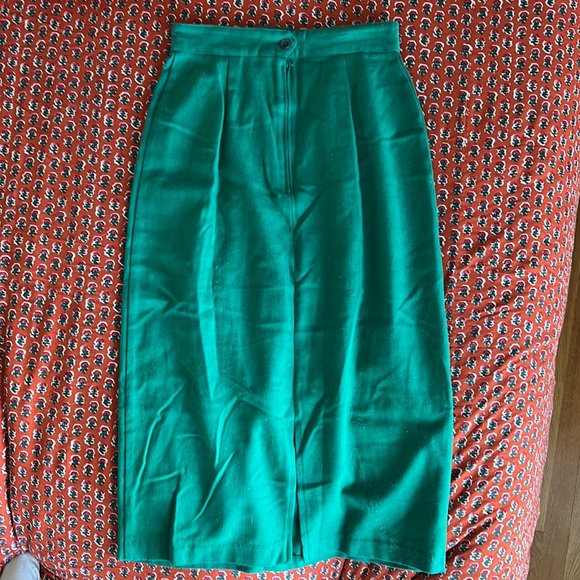 Vintage 50s/60s kelly green midi skirt - Picture 1 of 6